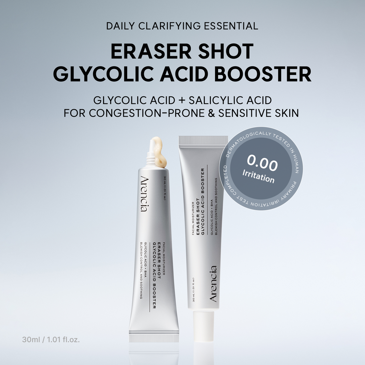 Arencia Eraser Shot Glycolic Acid Booster, Daily Clarifying Multi-Acid Formula for Smoother, Clear-Looking Skin 30ml