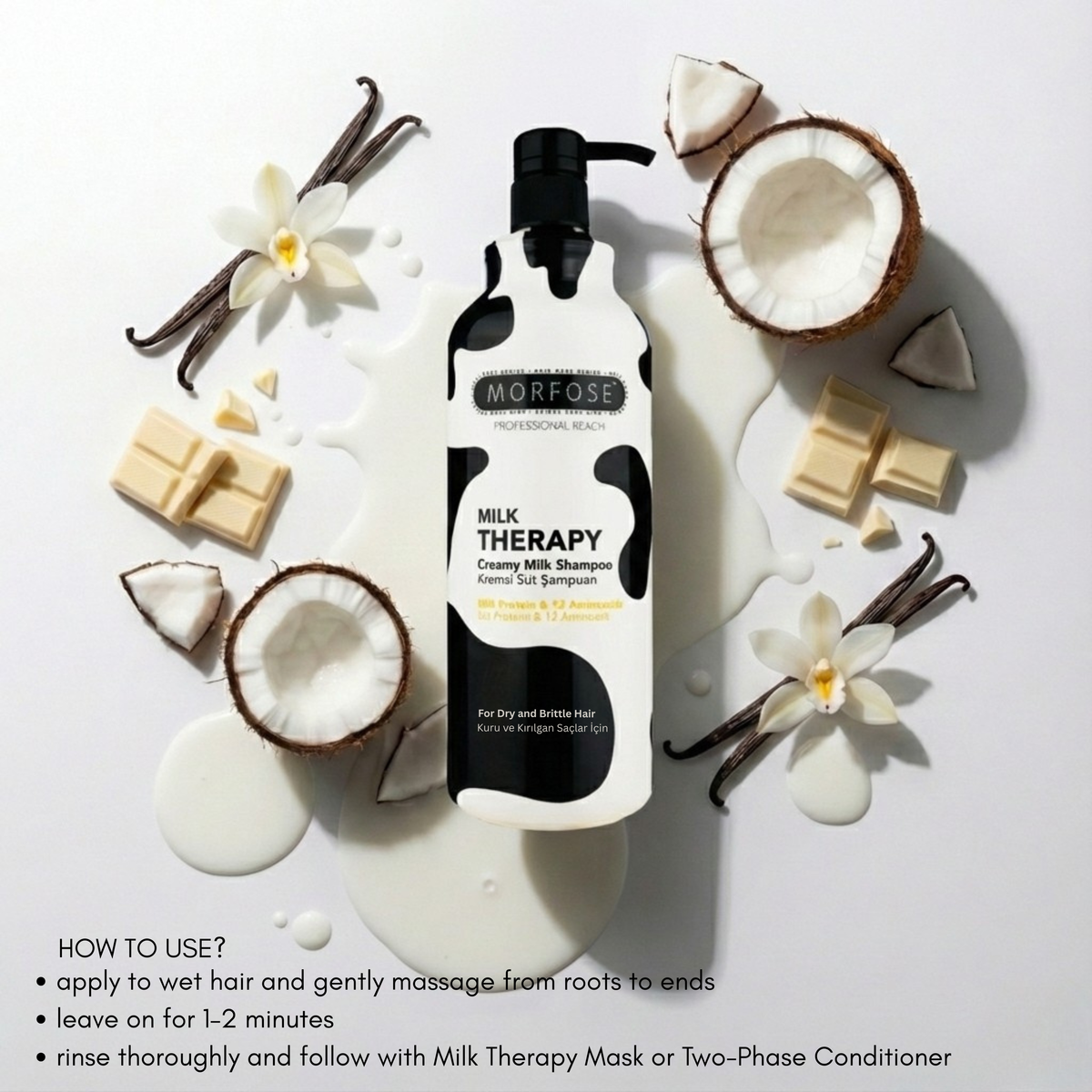 Morfose Milk Therapy Shampoo for Dry, Brittle Hair 500ml