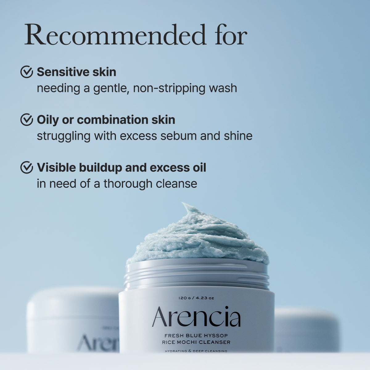 Arencia Fresh Blue Hyssop Rice Mochi Cleanser 120g