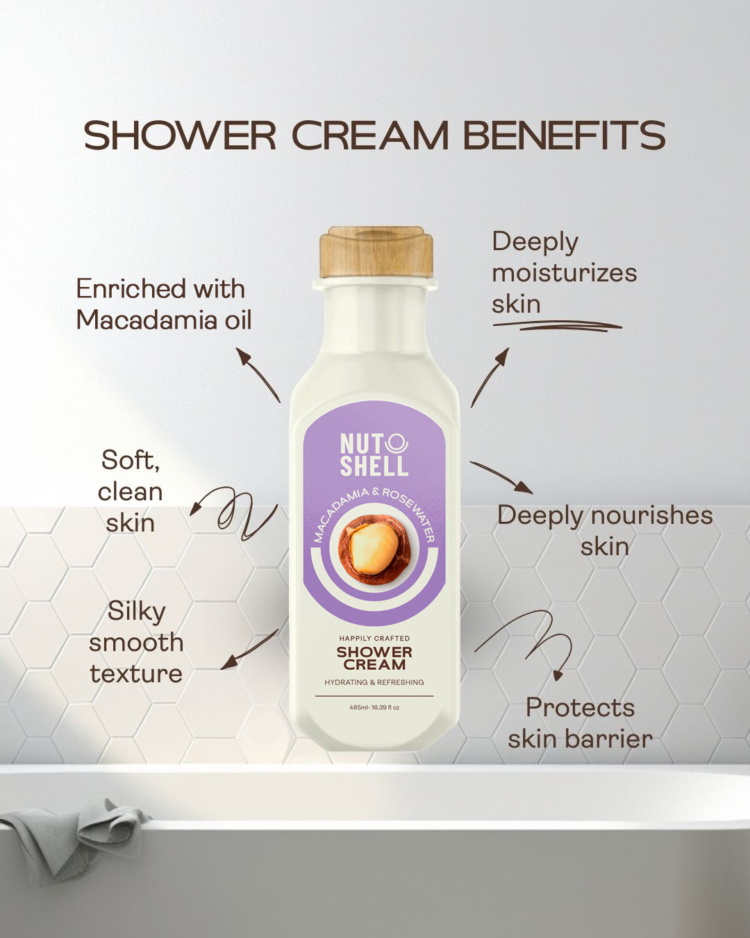 Nutshell Macadamia & Rose Water - Shower Cream 485ml