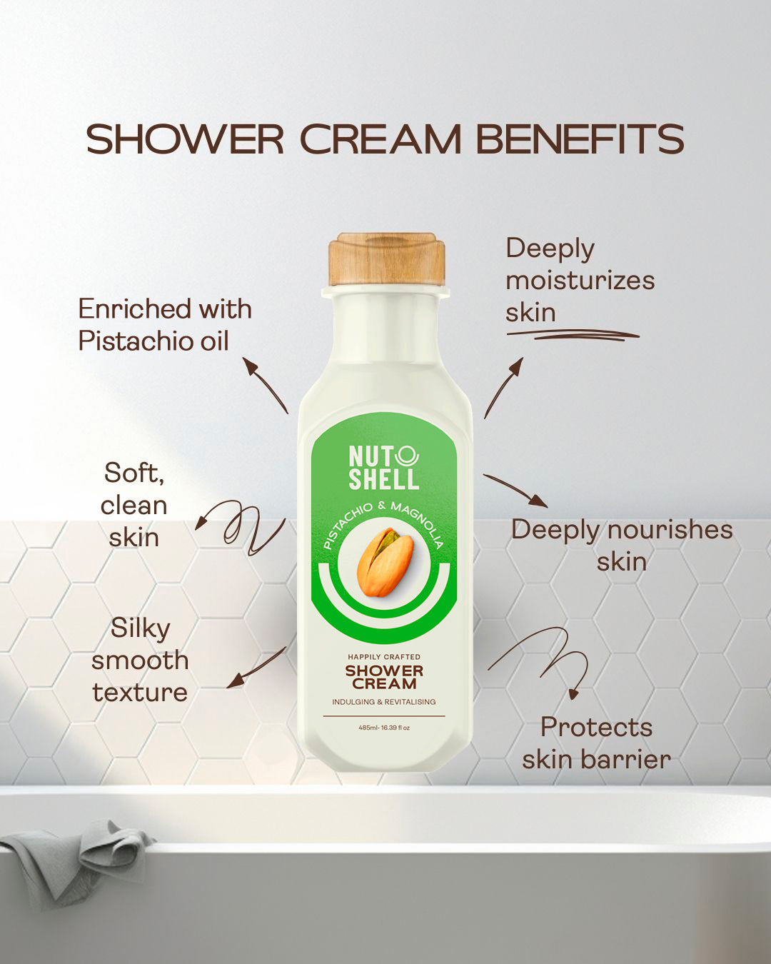 Nutshell Pistachio & Magnolia - Shower Cream 485ml