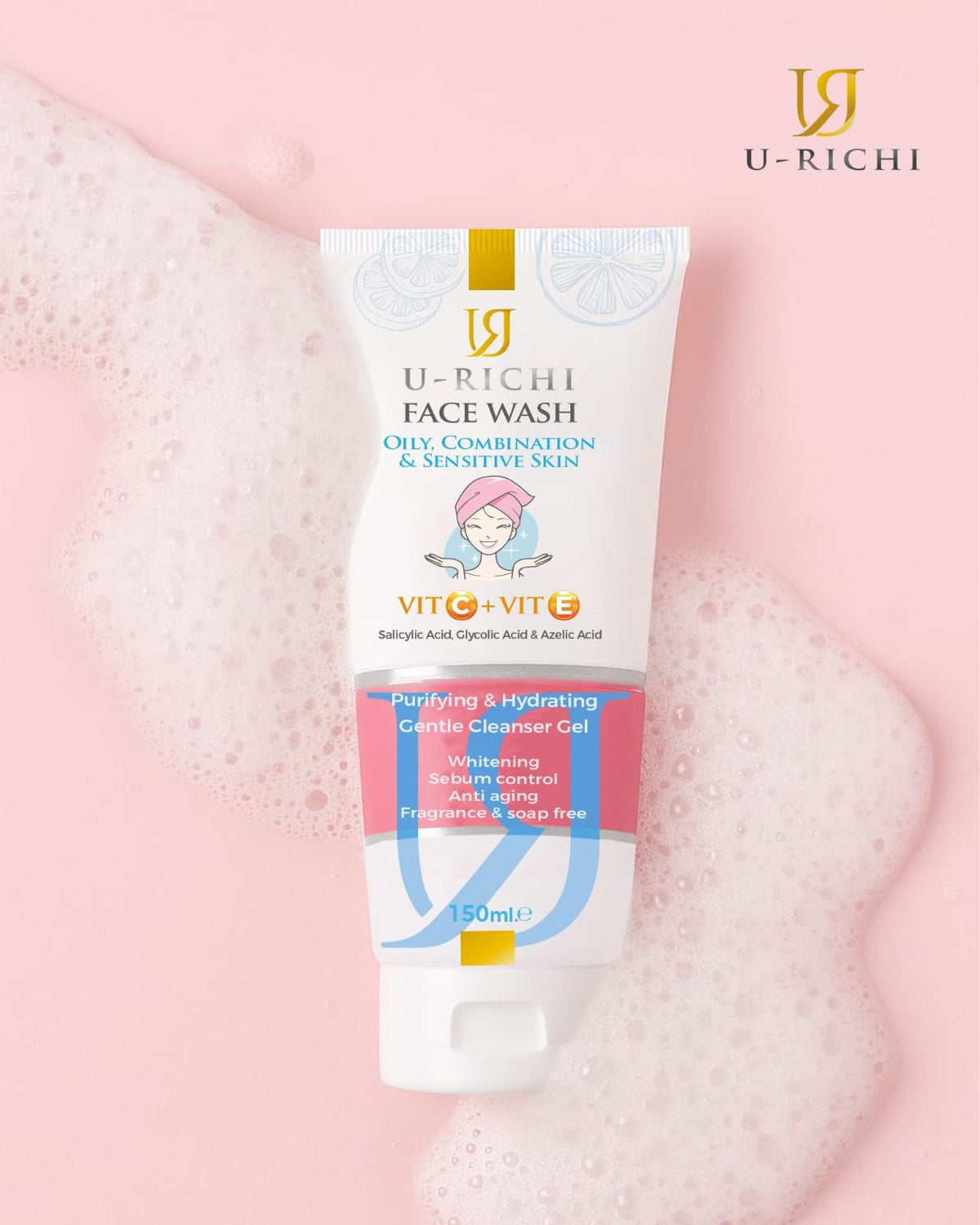 U-Richi Face wash for Oily, Combination and Sensitive Skin 50ml 50ml