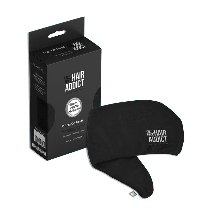 The Hair Addict Frizz Off Towel - Black Waffle Weave
