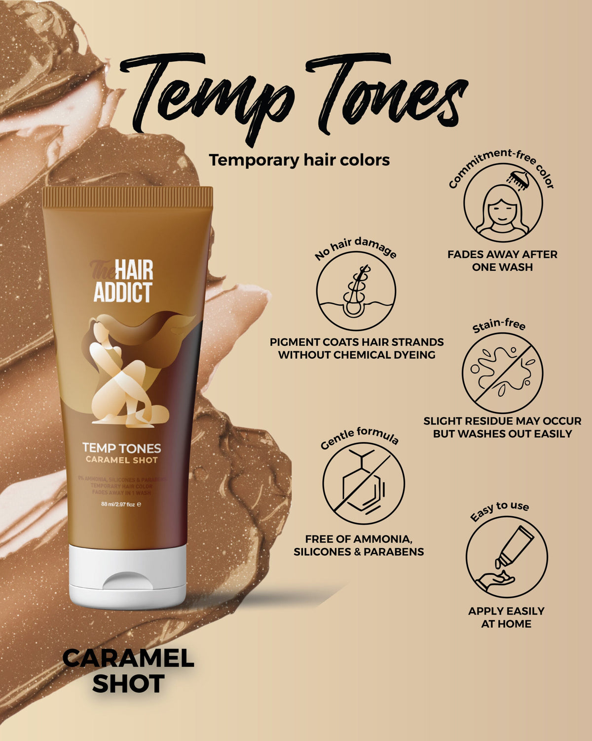 The Hair Addict Temp Tones – Caramel Shot