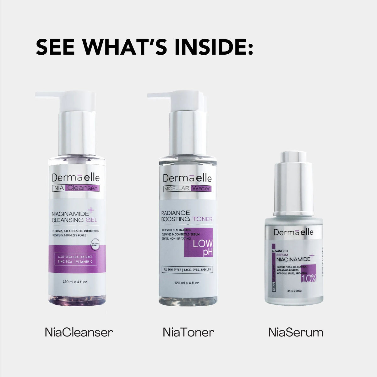 Dermaelle Oil Control & Pore Refining Niacinamide Routine Kit Routine