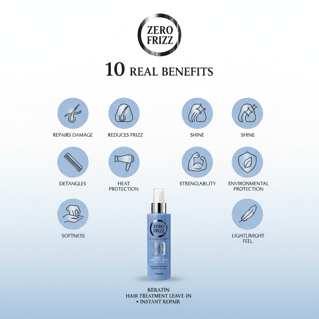 Zero Frizz 10 Real Benefits Keratin Leave-In 150ml